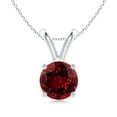 thumbnail image 1 of Angara Lab Grown Ruby Necklace - V-Bale Round Ruby Solitaire Pendant in 14K White Gold for Women, 1 of 9