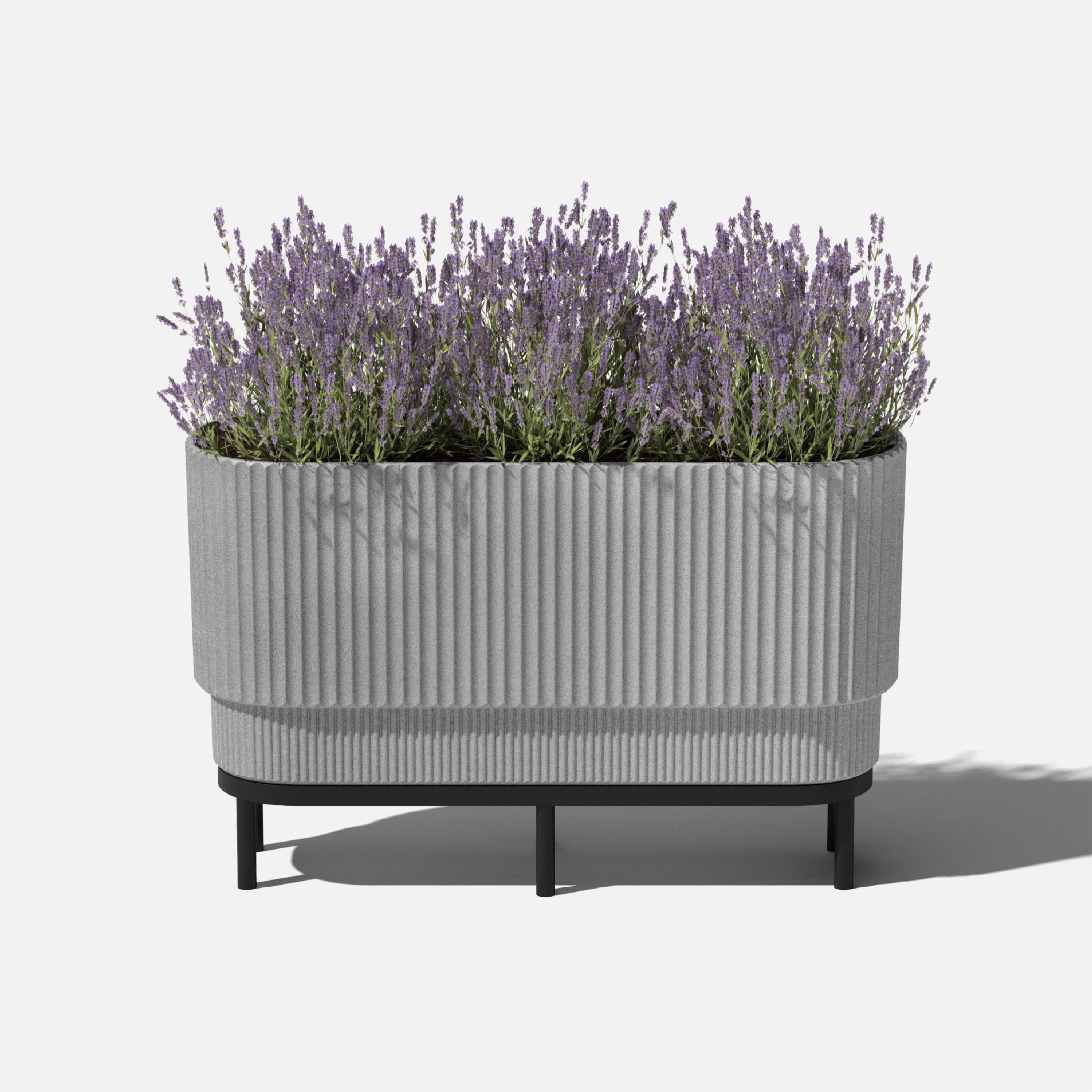 Veradek Demi Series Raised 30" Long Plastic-Stone Planter - (Gray/Black, 1 Pack)