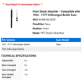 thumbnail image 2 of Front Shock Absorber - Compatible with 1966 - 1977 Volkswagen Beetle Base 1967 1968 1969 1970 1971 1972 1973 1974 1975 1976, 2 of 2