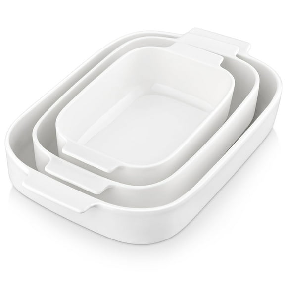 MALACASA Plats à Casserole pour Four, Ensemble de 3 Plats de Cuisson en Céramique, Plat à Lasagne Rectangulaire Moules à Cuisson Profonde, Ensembles de Moules de Cuisson avec