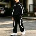 thumbnail image 2 of Youth Boys Half Zip Tracksuit 2 Piece Kids Mock Neck Pullover Sweatshirt & Jogger Pants Fall Winter Jogger Sweatsuit Outfit Black 7-8 Years, 2 of 6