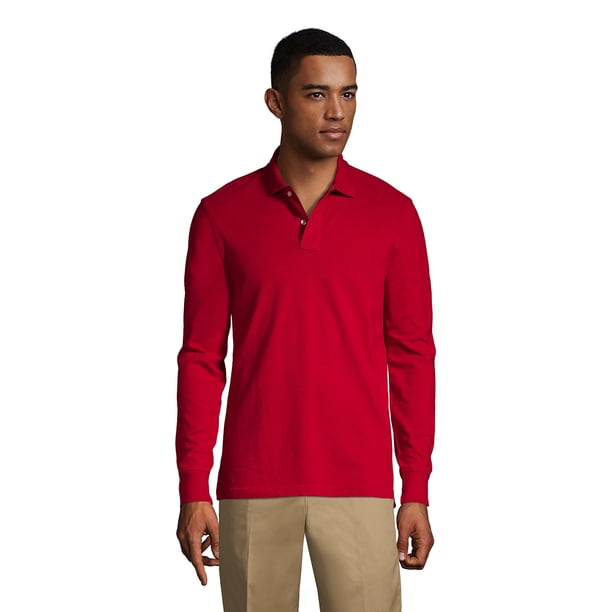 Lands' End School Uniform Men's Tall Long Sleeve Mesh Polo Shirt