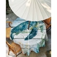 thumbnail image 3 of Outdoor Tablecloth with Umbrella Hole, Coastal Turtle Spillproof Waterproof Outdoor Table Cover, Nautical Ocean Shells Seaweeds Starfish Patio Tablecloths for Party/Garden/Picnic, Round 54 inch, 3 of 9