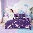 thumbnail image 4 of Manfei Cute Cartoon Unicron 7-Piece Twin Bedding Sets,Planet Stars Print Bedding Comforter Set,Purple White Pink Sheet Sets For Girls,Luxury Bedroom Decor Reversible, 4 of 8