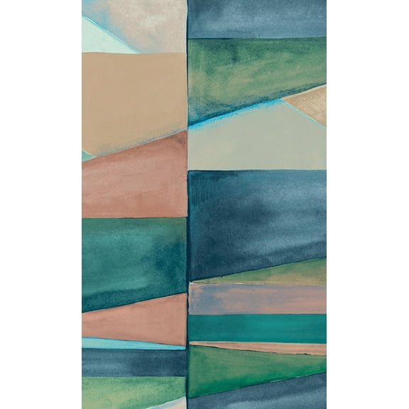 Sea Green Gradient Blocks Geometric Wallpaper, Double Roll, 57 sqft