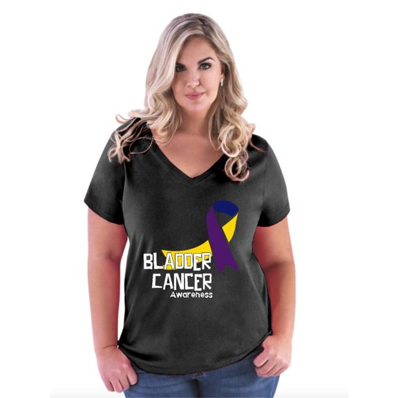NIB - Women's Plus Size V-neck T-Shirt - Bladder Cancer