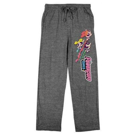 Powerpuff Girls Blossom Bubbles and Buttercup Men's Charcoal Heather Sleep Pants-XL