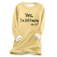 thumbnail image 2 of Ftwytp Womens Plus Size Sweatshirts Fall Winter Long Sleeve V Neck Pullover Blouses Letter Print Fleece Thicken Hoodless Warm Tops Shirt Causal Pullover Long Sleeve Tops Yellow, 2 of 3