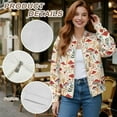 thumbnail image 6 of COEQINE Womens Zip Up Bomber Jacket Long Sleeve Varsity Jackets Shackets Casual Coat with Pockets, Relaxed Fit Stand Collar Fall Winter Outerwear, X-Large, Mushroom Floral, 6 of 7