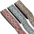 thumbnail image 2 of 1set 3 rolls 3 colors Ethnic style Embroidery Polyester Ribbons Jacquard Ribbon Garment Accessories Floral Pattern Mixed color 1-3/8 inch(34mm) 7m/roll 1roll/color, 2 of 8