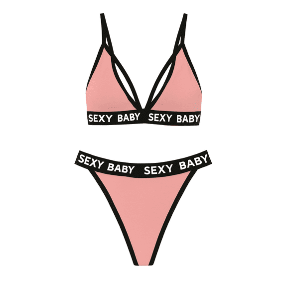Women's Sexy Baby Cotton Bra and Panties Pink, Small