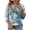 Blue, variant on 3/4 Sleeve Blouses for Women Vintage Floral Print Shirt Quarter Zip Mock Neck Top Dressy Casual Summer Outfits Blusas Elegantes Para Mujer