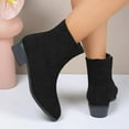 thumbnail image 5 of Black Women Suede Boots Chunky Heel Zipper Detail Comfortable Walking Shoes For Fall Winter Outing Durable Material, 5 of 9