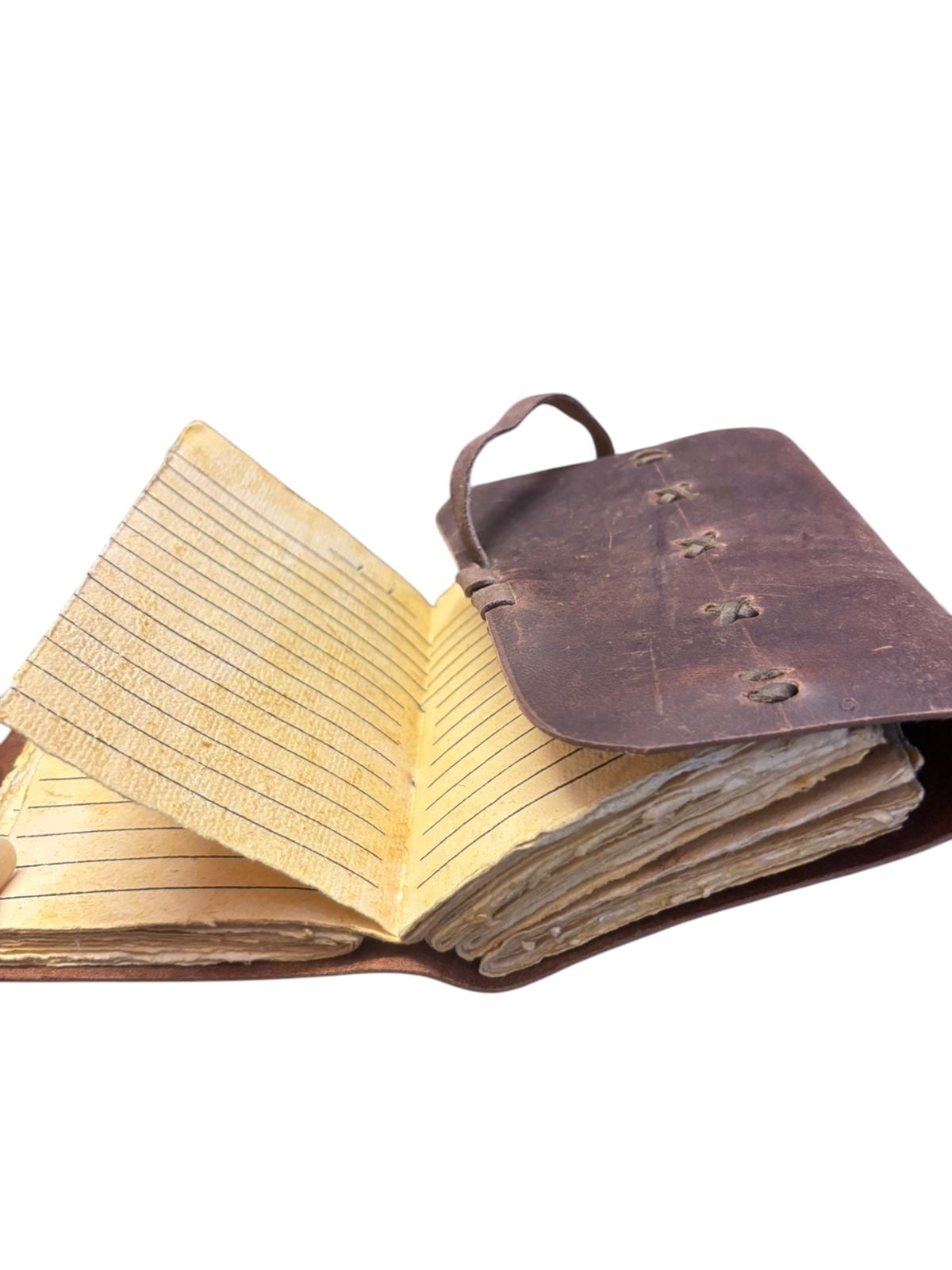 Handmade Leather Journal 6x4 Inch – Vintage Rustic Diary with Deckle Edge Lined Pages, Travel Notebook, Writing Journal Gift