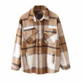 thumbnail image 1 of EYIIYE Veste à Carreaux pour Femmes, Manteau Décontracté à Manches Longues avec Poches, 1 of 9