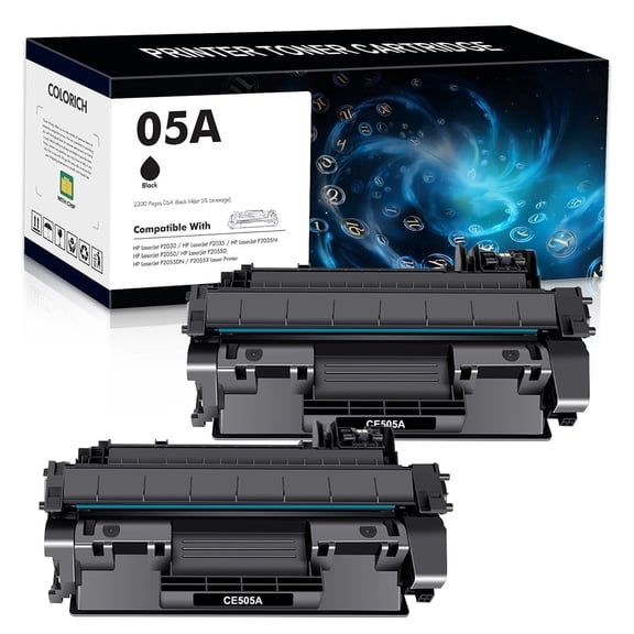 05A Toner Cartridges Black Compatible for 05A 05X CE505A CE505X P2055 Laserjet P2035 P2035N P2055DN 2055DN 2035N P2030 P2050 P2055D P2055X 2055D 2055X Printer Ink Pack-2