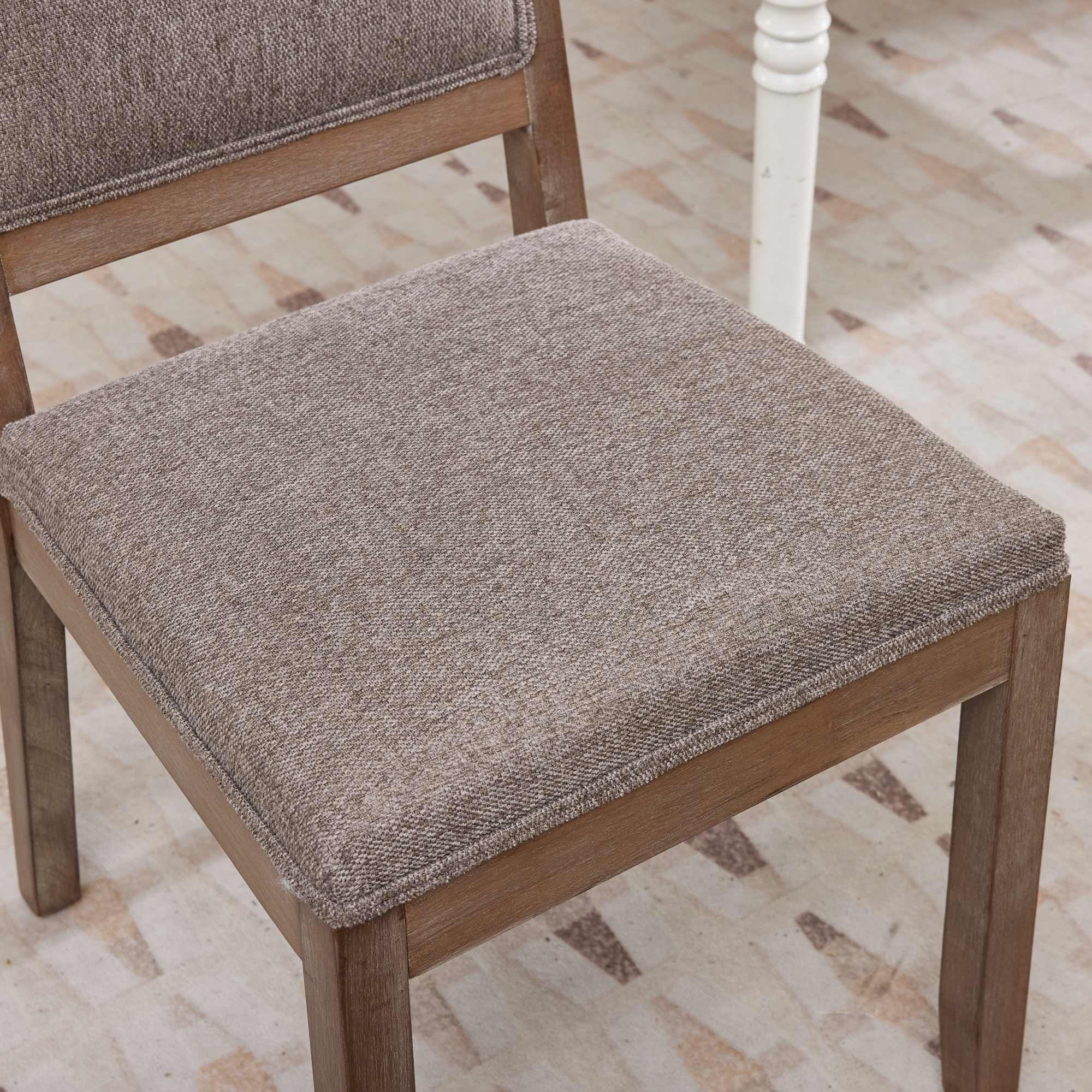 Leumius Set of 2 Farmhouse Fabric Upholstered Dining Chairs, Cushioned Fabric Seat Solid Hardwood Frame Chairs for Kitchen, Dining Room & Breakfast Nook,Coffee