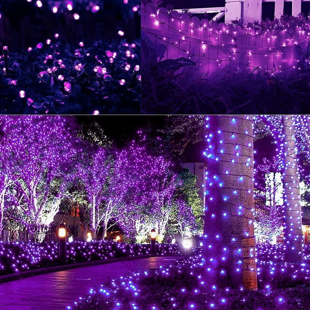 Huiyi Solar Christmas Light String, 12m 100LED Outdoor Light String 8 Modes Waterproof Solar String Lights for Trees Patio Fence Party Christmas Decor