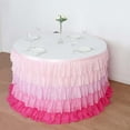 thumbnail image 4 of Efavormart 14ft Gradient Pink Chiffon Ruffled Tutu Table Skirt with Satin Backing, 5-Tier Ombre Table Skirting, 4 of 11
