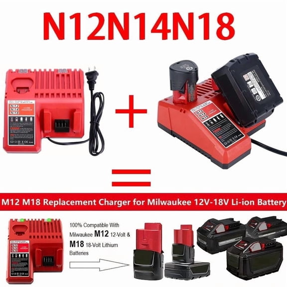 For Milwaukee M12 M18 XC 18V 0 Ah Power Tool Battery Bundle with Instruction Manual, for Milwaukee M12 and M18 Chargers