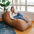 thumbnail image 4 of Big Joe Delmont Lounger, Foam Filled Bean Bag Chair, Vintage Tan Vegan Suede, Vegan Leather, 4.5 Feet, 4 of 9