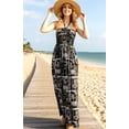 thumbnail image 4 of HAPPY BAY Women's Beach Summer A-Line Maxi Smocked Top Slit Dress Long Casual Strapless Tube Dresses for Women One Size Black, Tropical, 4 of 5