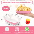 thumbnail image 3 of KAKOWELY 60 platos con forma de barco: bandejas desechables para nachos, barquitos de papel para tacos, suministros para fiestas de Pascua, graduación y cumpleaños, color rosa., 3 of 4