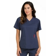 med couture women's v-neck signature 3 pocket scrub top, new navy, xx-large