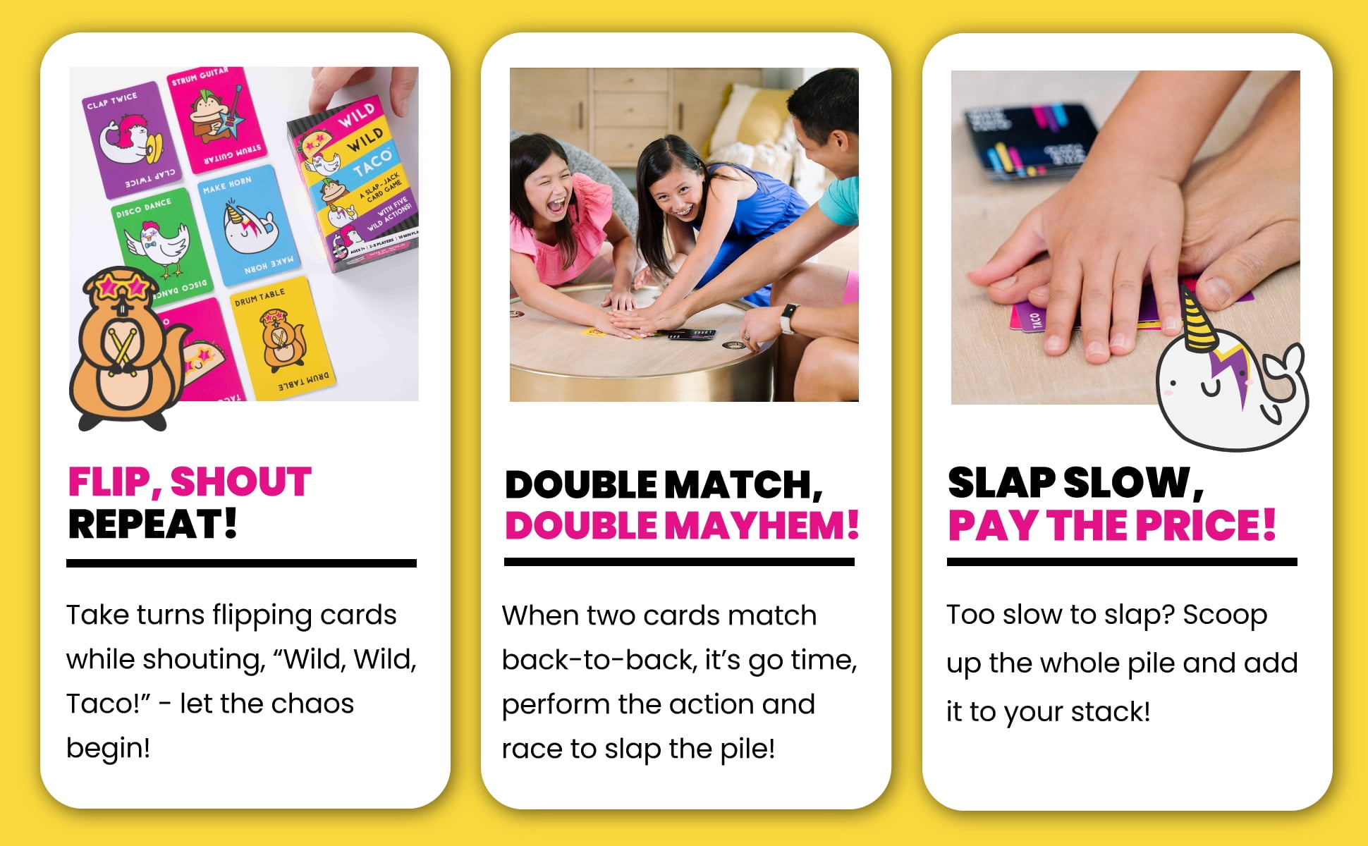 Wild, Wild Taco – by Taco Cat Goat Cheese Pizza - Hilarious, Fast-Paced Slap-Jack Card Game for Kids, Teens, and Adults. Family Friendly Party Game. Great Gift for Kids Ages 7+, 2-8 Players, 10 Min