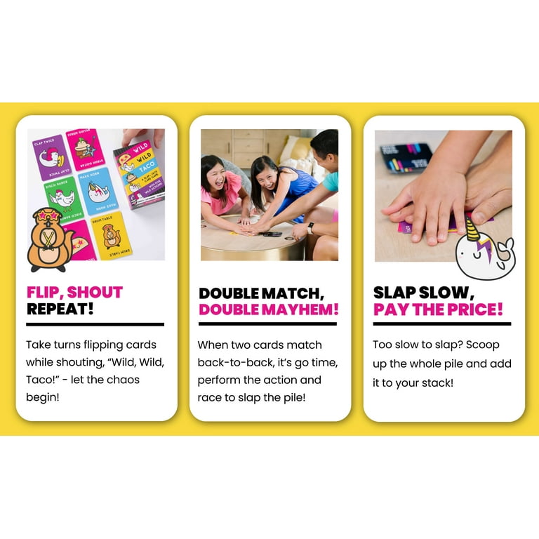 Wild, Wild Taco – by Taco Cat Goat Cheese Pizza - Hilarious, Fast-Paced Slap-Jack Card Game for Kids, Teens, and Adults. Family Friendly Party Game. Great Gift for Kids Ages 7+, 2-8 Players, 10 Min