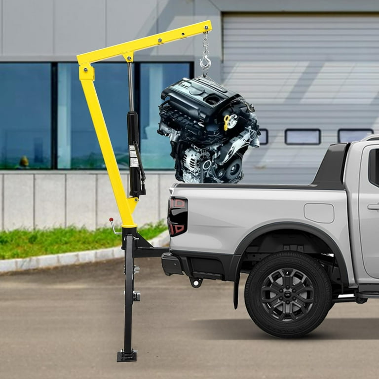Hydraulic Truck Crane Hoist - 1000 Lb Capacity Manual Winch With 4 Adjustable Settings (500/600/800/1000 Lbs)