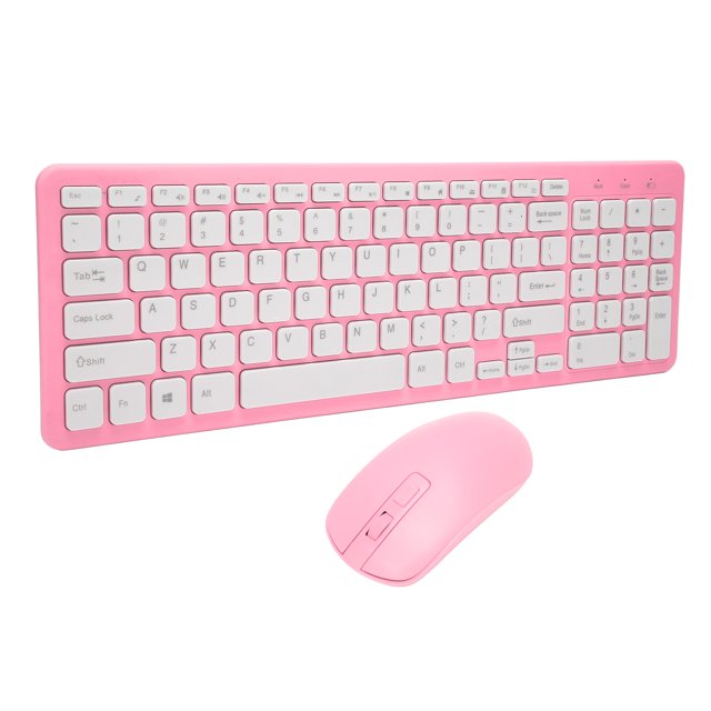 Teclado Y Ratón, Alfombrilla Antideslizante, Combinación De Ratón Y Teclado Inalámbrico De 96 Teclas, Material ABS Resistente A La Decoloración Para Ordenador Para Juegos Cergrey Rosa