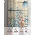 thumbnail image 6 of Vintage Beige Coastal Sheer Curtains 72 Inch Length 2 Panels Set Window Treatments, Summer Beach Starfish Shell Coral Nautical Rod Pocket Semi Curtains for Living Room/Bedroom/Kitchen, 104"W x 72"L, 6 of 7