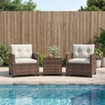 thumbnail image 1 of IdealHouse 3-Piece All-Weather PE Rattan Patio Set, UV Resistant Steel Frame, Cushioned Chairs Tempered Glass Table, Conversation Set for Patio Balcony, 1 of 6