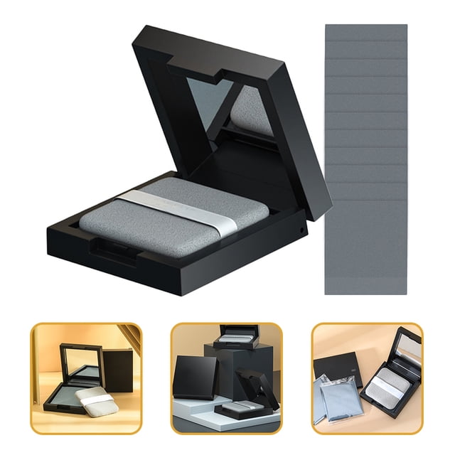 PAMINGONO 1Set Grey Makeup Oil Absorbing Papers Portable Blotting Sheets for Face with Lightweight Case