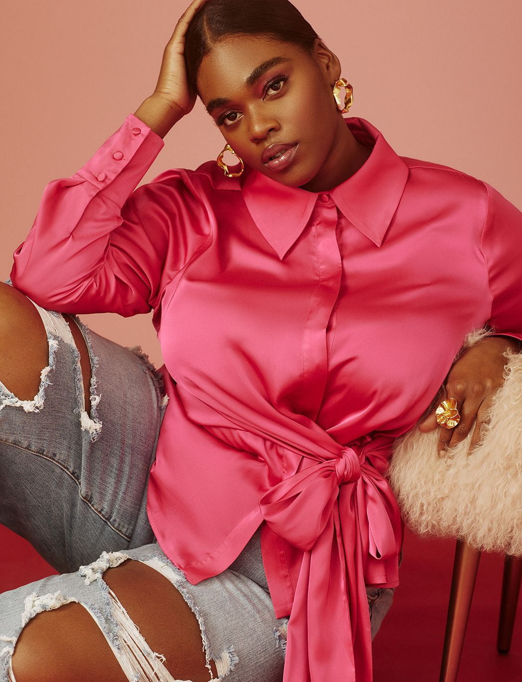 women's plus size satin blouses