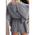 thumbnail image 3 of Womens Summer Rompers Trendy V Neck Ruffle Short Sleeve Drawstring Tummy Control Romper Batwing Sleeve Jumpsuits, 3 of 6