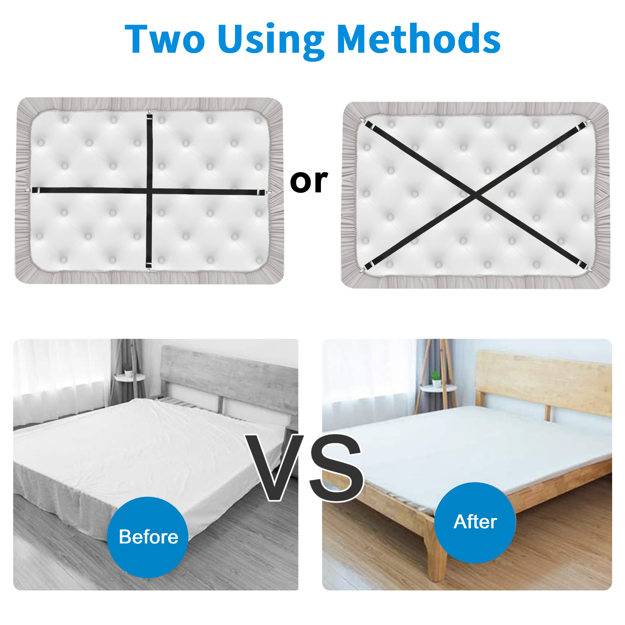 Kitcheniva Adjustable Bed Fitted Sheet Straps 27.56 - 2 Pack, 2