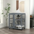 thumbnail image 2 of PawHut Wooden Cat House for Indoor Cats w/ Flap Door Platforms Hammock, 2 of 10
