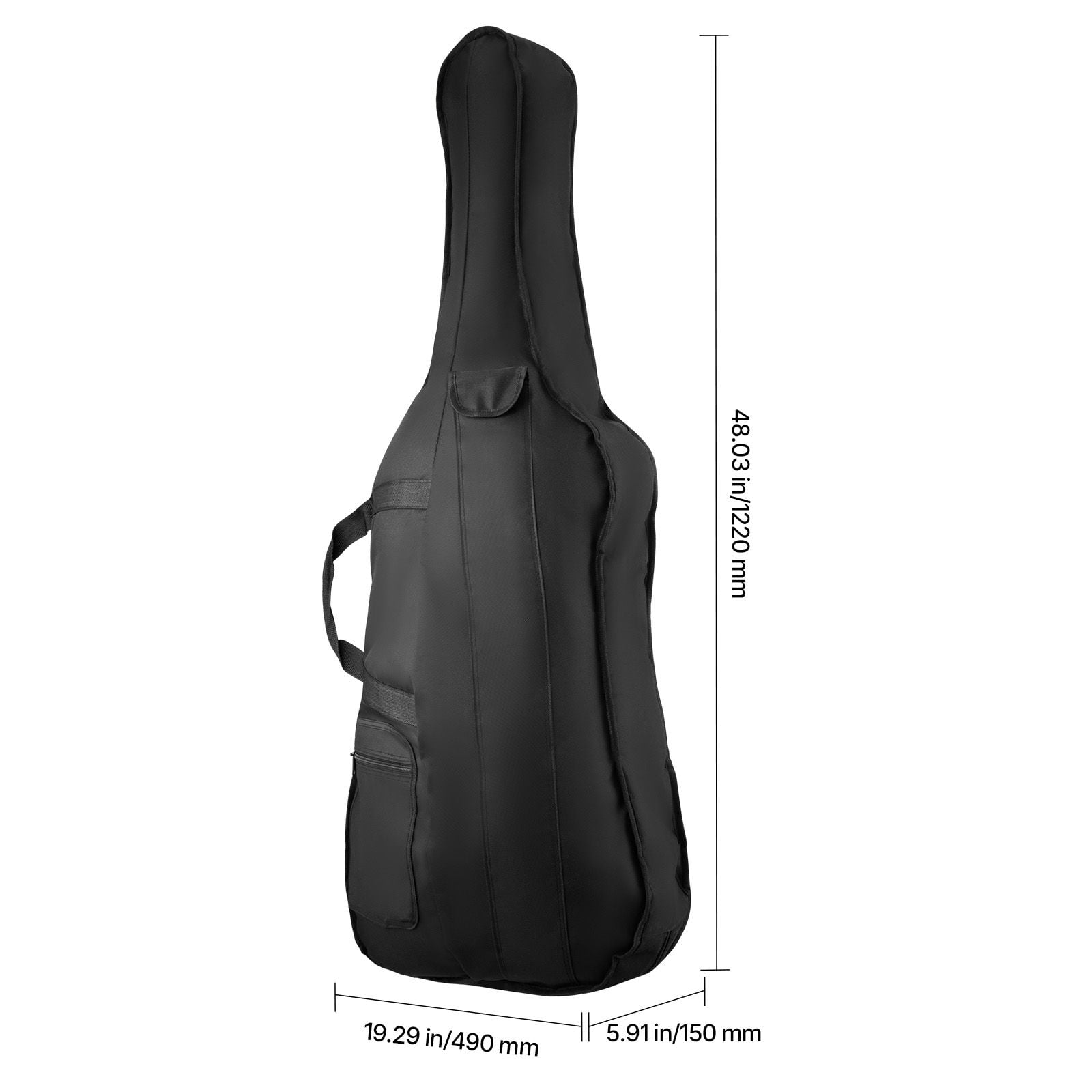 4/4 Full Size Cello Case, Nylon Waterproof, Lightweight Portable Travel Carrying Bag, with Reinforced Handle, Dual Shoulder Straps, Anti-Scratch, Professional Cello-Shape, for Cello, Black