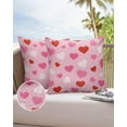 thumbnail image 6 of Outdoor Throw Pillow Covers, Happy Valentine''s Day Pink Red Heart Romantic Anniversary Wedding Decor Waterproof Pillowcases Cushion Covers Cases for Patio Couch Bench, Pack of 2 Square, 18"X18", 6 of 6