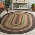 thumbnail image 2 of SAFAVIEH Braided Marco Bordered Machine Washable Reversible Area Rug, Brown/Green, 4' x 6' Oval, 2 of 14