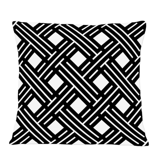 Designart Monochrome Geometric Pattern II' Mid-Century Modern Throw Pillow - 12x20