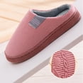 thumbnail image 5 of Zapatilla de casa de color sólido para hombre, zapatillas de casa de otoño e invierno para hombre, pantuflas cálidas para interiores, pantuflas de algodón a rayas para hombre, 5 of 5