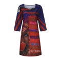 thumbnail image 3 of Aoochasliy Trendy Dress Women Fashion African Vintage Print Middle Sleeve V Neck Casual Mini Dress, 3 of 9