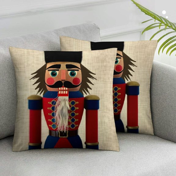 Acheng Throw Pillow Cover Set of 2 Ballet of Nutcracker Sword Christmas Greeting Holiday Merry Retro Pillowcase Home Decor Square Pillow Case Cushion Cover White