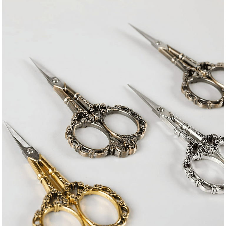 JLSJ Vintage European Style Scissors, Embroidery Scissors Fancy Scissors,  Stainless Steel Craft Shears Scissors for Sewing 