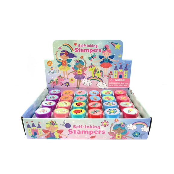 Tiny Mills Magic Fairies 24pc Self-Inking Stamp Set for Kids, Birthday Party, Party Favor, Church, Rewards