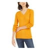 TOMMY HILFIGER Womens Yellow Textured Long Sleeve V Neck Sweater Size: XS