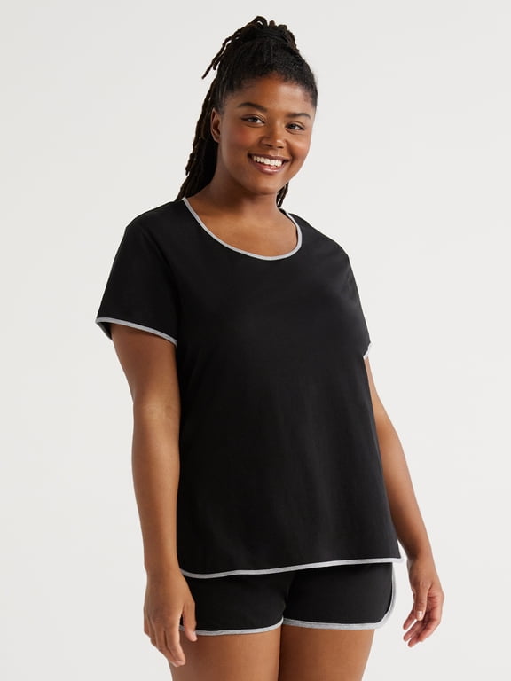 Women's Lightweight T-Shirt and Shorts Pajama Set, 2-Piece, Sizes S to 3X